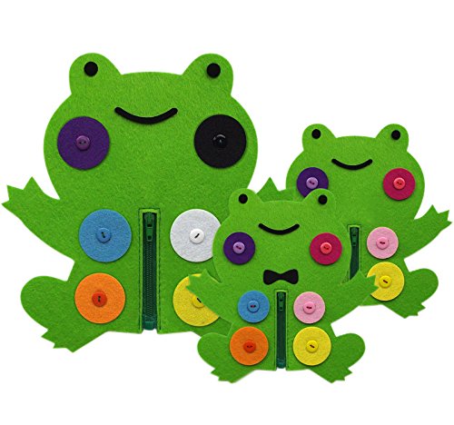 Yoovi Early Learning Basic Life Skills Learn to Dress Cartoon Frog Family - Zip & Button