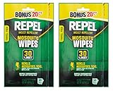 Repel 94100 Sportsmen 30-Percent Deet Mosquito Repellent Wipes, 2 Packs of 20 Count - 40 Total!