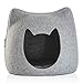 Furhaven Pet Cat Bed Furniture | Cat Shape Cutout Felt Pet House Private Den Hideout Pet Bed for Cats & Small Dogs, Heather Gray, One Sizethumb 2