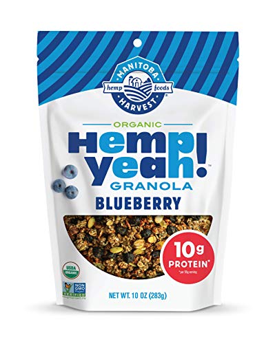 Manitoba Harvest Hemp Yeah! Granola, Blueberry, 10oz, with 10 g of Protein, 3.6 g Omegas, 3 g of Fiber and less than 10 g Sugar Per Serving, Organic, Non-GMO