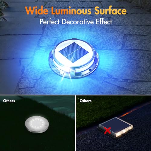 Quntis Decking Lights Outdoor 4 Pack, 3 Colors Solar Ground Lights IP68 Waterproof Solar Outdoor Garden Lights, Decking Solar Lights for Pathway Ground Step Stairs Patio Path Pool Yard
