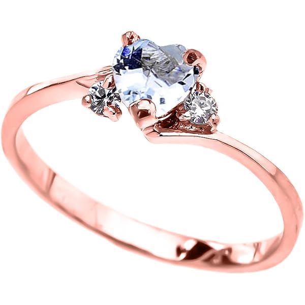 Dainty 10k Yellow Gold December Birthstone Heart Ring With CZ - Promise/Proposal Ring (Size 7.5) - View #10