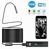 Wireless Endoscope for iPhone Android, LEADNOVO WIFI Borescope Inspection 1200P HD Camera IP68 Waterproof Semi-rigid Snake Cable for IOS/MAC/Windows, Motor Engine/Sewer/Pipe/Vehicle -Black(33FT)