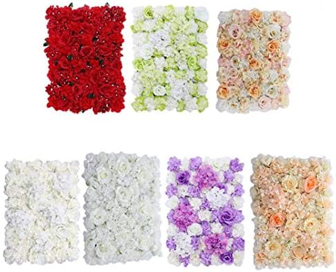 vwlvrsco Artificial Rose Flower Wall Panel Floral Venue Backdrop Decoration for Wedding Party Festival - Cream