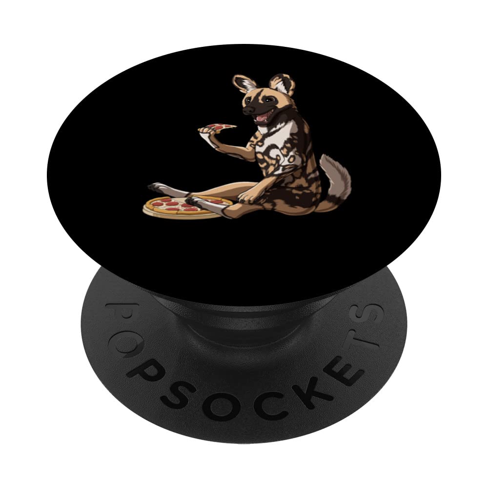 Funny Pizza Lover African Wild Dog PopSockets Swappable PopGrip
