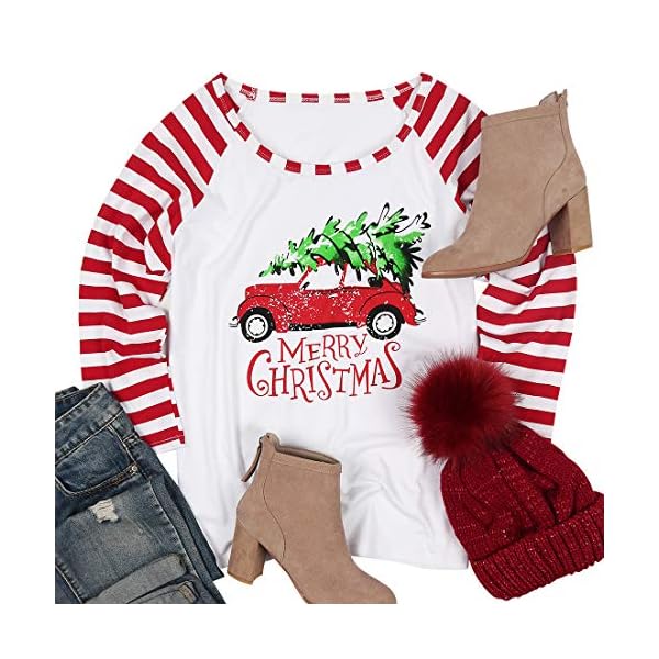 KIDDAD Merry Christmas Sweatshirt for Women Christmas Leopard Tree Graphic Long Sleeve Lightweight Shirt Pullover - Image 3