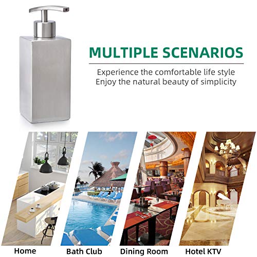 ZeMooon Dish Soap Dispenser for Kitchen - Stainless Steel Hand Liquid Soap Dispenser Pump Bottle for Kitchen or Bathroom Counter Rust Leak Proof (10 Oz/300ML)