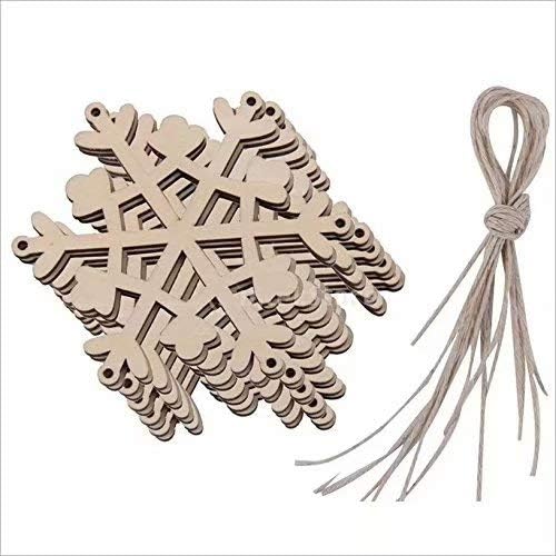 10pcs Christmas Hanging Ornaments Decoration Wooden Embellishments Hexagon Snowflake 02