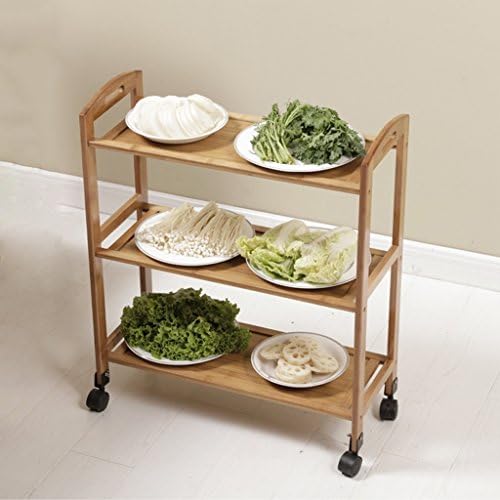 Kitchen Shelves Organiser ZXLDP Floor-standing Fruit Vegetable Racks With Pulley 3 Layers Kitchen Dish Rack Hot Pot Shelves 6 Sizes Optional (Size : 70cm*32cm*73cm)