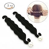 MLMSY Pearl Magic French Twist Bun Maker Clip Hook Holder Fashion Hair Styling Disk Hair Donut Former Foam French Twist Magic DIY Tool Bun Make (2 Pack)