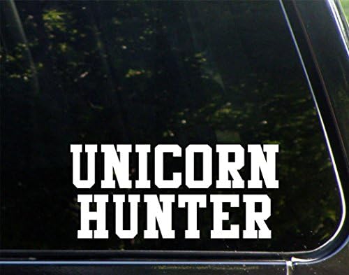Vinyl Productions Unicorn Hunter - 8-1/4" x 3-3/4" - Decal Sticker for Windows, Bumpers, Laptops, Glassware etc.