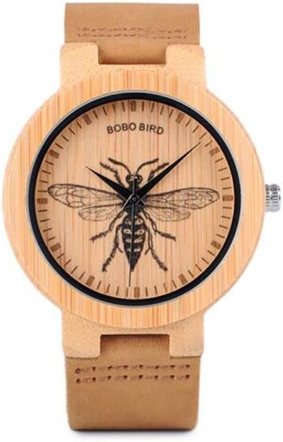 Amazon Qtmiao ファッション時計 Bobo Bird美しい時計 カジュアルウッドウォッチクォーツフルレザーウォッチ Color 2 メンズ腕時計 腕時計 通販