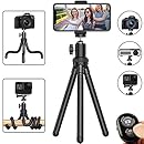 Phone Tripod, Flexible Cell Phone Tripod Adjustable Camera Stand Holder with Wireless Remote and Universal Clip 360&deg; Rotating Mini Tripod Stand for iPhone, Samsung Android Phone, Sports Camera GoPro