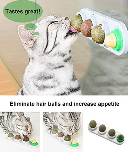 Malier Catnip Toys for Cat Catnip Edible Balls Playing Toys, Rotatable Licking Treats Ball Contains Solid Natural Catnip, Stimulating Appetit - Thumbnail 2