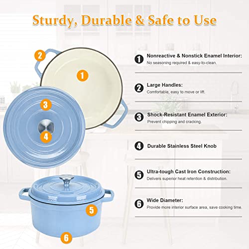 Dutch Oven 5 Quart, Nonstick Dutch Oven,Dutch Oven Pot with Lid