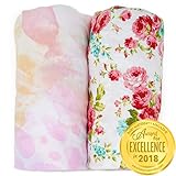 Changing Pad Covers Sheets - Premium Jersey Knit Cotton Change Pad Covers - Super Soft - Safe for Babies - Diaper Changing Pad Cover for Baby Change Table Pads - 2 Pack Girl Cradle Sheet Set - Fleur