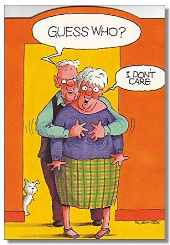 Humorous Greeting Card (PLK-EWR164) Blank/Birthday - Guess Who - Man Behind Woman - From The Wrinklies Range - Suitable For Birthdays And Other s