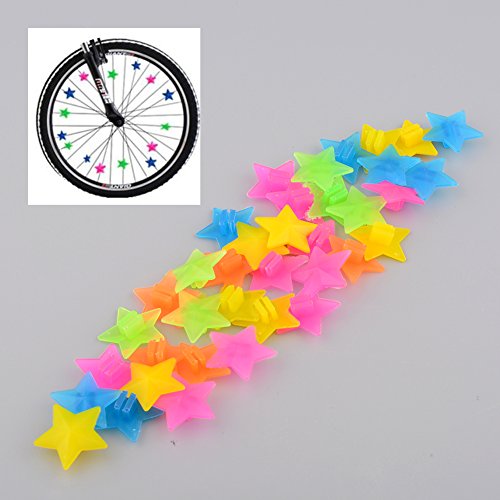 Xinzhi Bike Spoke Beads -Star Bike Bicycle Wheel Spoke Beads,Luminous Plastic Clip Spoke Bead Bicycle Beads,Wire Beads Decorations - Thumbnail 4
