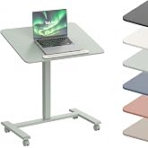 TopJob ANYDESK FOLD Mobile Standing Desk, Portable with Lockable Wheels, Foldable Stand Desk, Rolling Computer Workstations, Used for Home, Couch Side Table, Bedside Table in Bed Room Kitchen