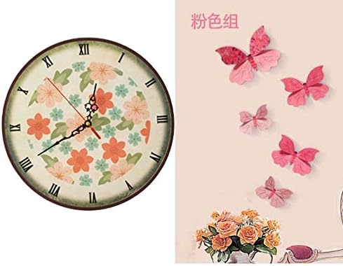GAO Wall Clock Creative Decorations Clocks Western Idyllic Modern Wall Clock Home Living Room Wall Bedroom Mute Clocks 12 Inch In Green Flower With Butterfly