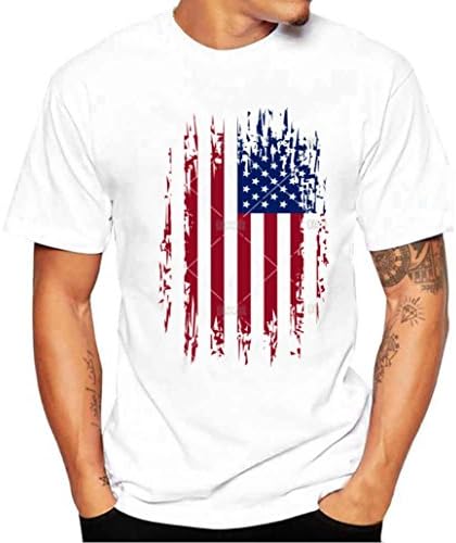 Men T Shirt, OOEOO Boy Plus Size American Flag Print Tees Short Sleeve Cotton Blouse Tops