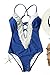 CUPSHE Women's Ladies Vintage Lace Bikini Set Beach Swimwear Bathing Suit One Piece Swimsuit, L Blue