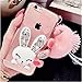 Galaxy S7 Edge Case with Chain,Cute Lovely Bunny Rabbit Silicone Soft Case Cover for Samsung Galaxy S7 Edge with Fur Ball (Pink)