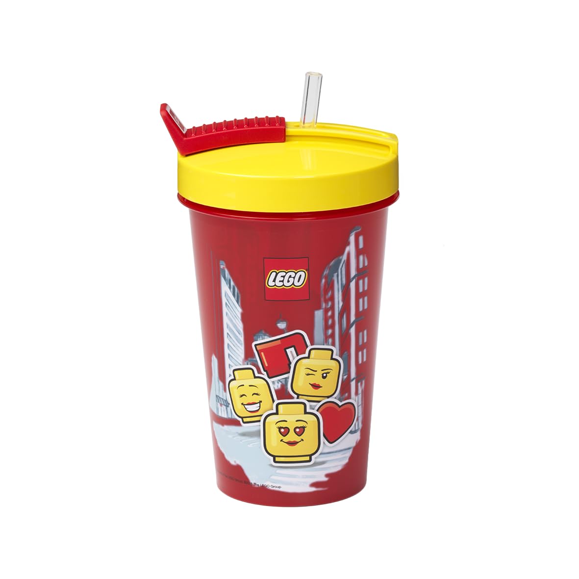 LEGO Tumbler With Straw - Fun & Functional Hydration for Kids | Reusable, Insulated Cup With Straw, Lid & LEGO Iconic Graphics, Red and Yellow