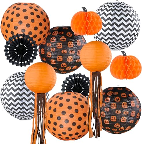 UNIQOOO Halloween Paper Lantern Pumpkin Set