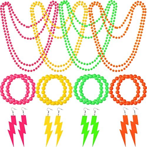 Set De Accesorios De Disfraz Retro Años 80 Y 90 Para Mujer | Incluye Riñonera, Calentadores, Diadema, Pulseras, Pendientes Y Gafas, Perfecto Para Fiestas Neon Y Carnaval