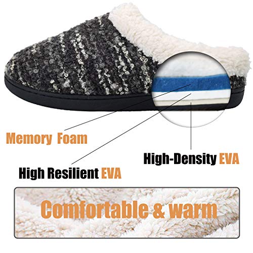 Womens-Comfort-Memory-Foam-Slippers-Plush-Lined-House-Shoes-Indoor-Outdoor-Anti-Skid-Rubber-Sole