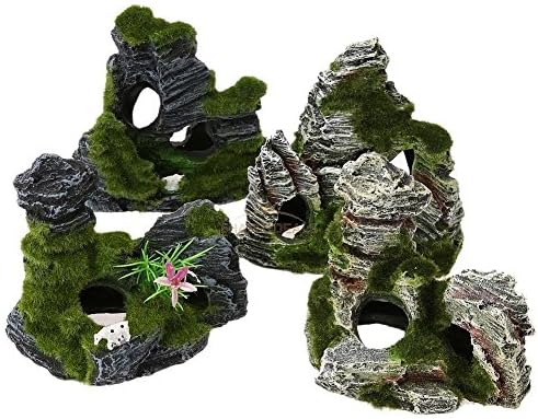 Aquarium Fish Tank Ornament Rockery Mountain Cave Landscape Underwater Decor (1Set X 4pc )Set10