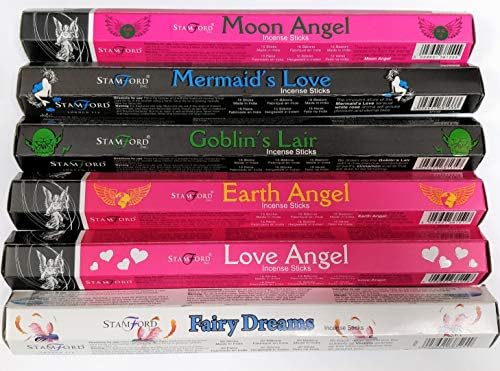 Stamford Incense Sticks - Moon Angel, Mermaid Love, Goblin LAIR, Earth Angel, Love Angel, Fairy Dreams with JRose Magnetic Bookmark by Sterling Effectz(B9)