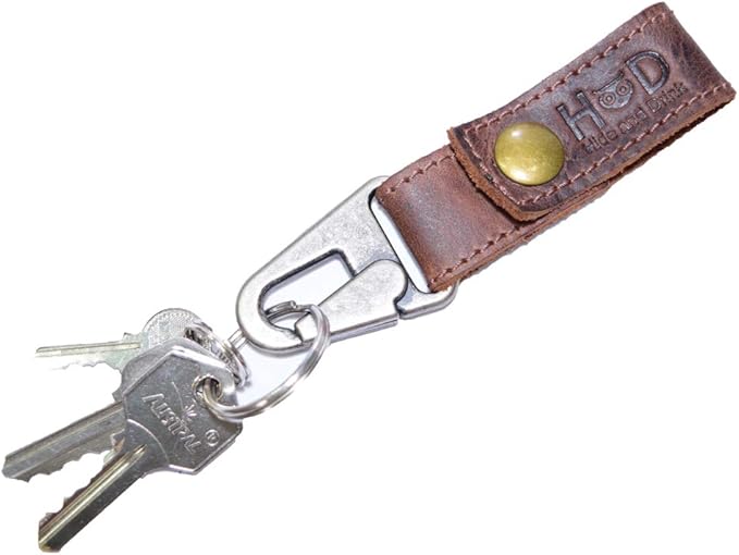 Rustic Leather Key Ring Holder Handmade by Hide & Drink Espresso at