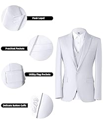 Men's 3 Piece Slim Fit Suit, White Wedding Suits