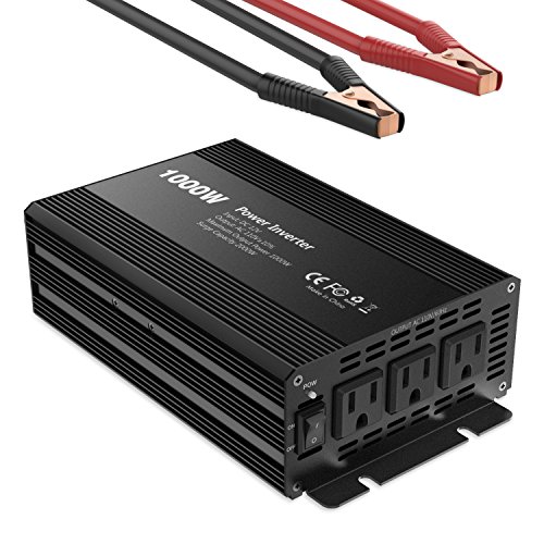 Moko 1000w car power inverter, [3 ac outlets] dc 12v to…