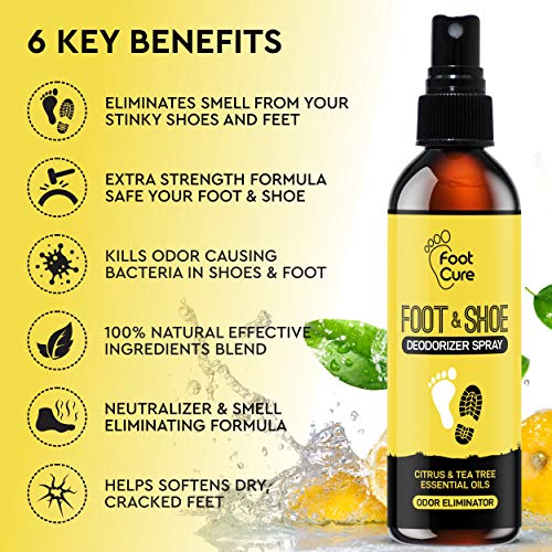 All Natural Tea Tree Oil & Citrus Shoe Deodorizer| Shoe Spray Eliminates Odor Causing Germs Leaving You Fresh| Shoe Spray Deodorizer Made in USA| Foot Spray for All Shoe Types| Foot Deodorant Spray