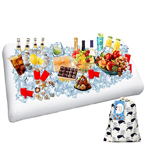 1 Pack Inflatable Salad Bar Buffet Ice Cooler Beverage Serving Bar Food Drink Holder for Party Picnic BBQ Luau with Drain Plug by Wisewife - Thumbnail 5