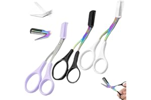 ZITOUR 3PCS Eyebrow Trimmer Scissor, 2024 New Eyebrow Scissors with Comb Precision Eyebrow Trimming Scissors, Non-Slip Eyebrow Cutter Hair Removal Eyebrow Scissors Makeup Tool for Men Women (Style 2)