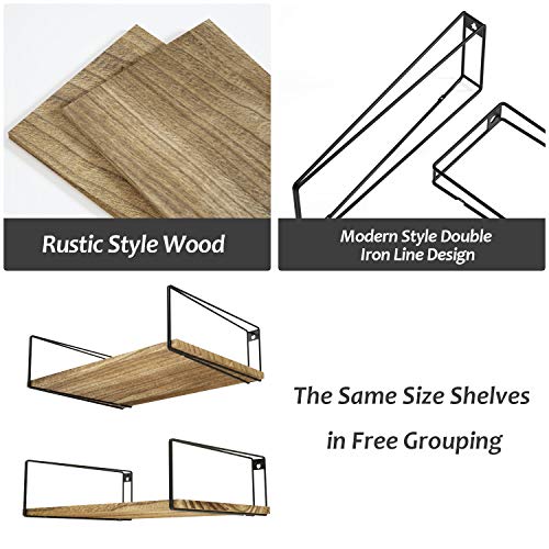 SRIWATANA Wide Floating Shelves, Rustic Wood Wall Shelves Set Of 2