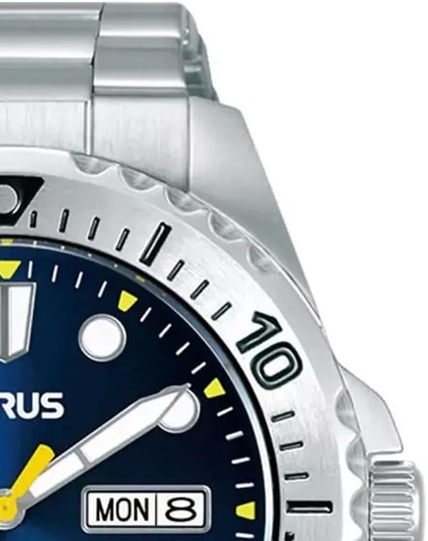 Orologio automatico analogico da uomo con bracciale in acciaio inossidabile, Argento/Blu - RL473BX9
