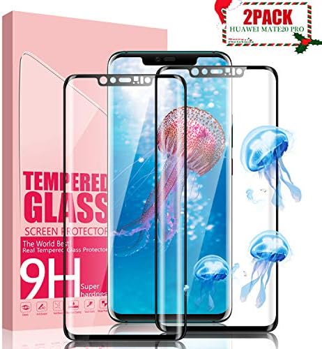Youer Huawei Mate 20 Pro Screen Protector, [2Pack] For Huawei Mate 20 Pro Premium Tempered Glass, 9H Hardness, Case-Friendly, Ultra Slim HD Clear Huawei Mate 20 Pro Screen Protector Film - Black