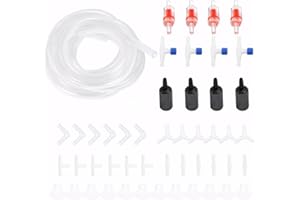 COOMATEC Aquarium Air Pump Accessories Set, Standard 26 Feet Transparent Airline Tubing,Control Valve, Air Stones, Connectors, Check Valves, Suction Cups for All Fish Tank and Hydroponics