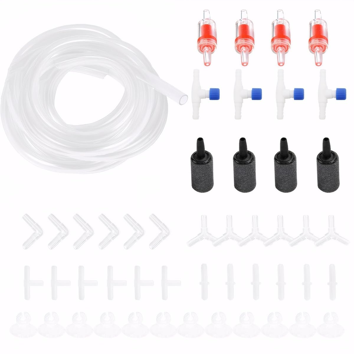 Photo 1 of Aquarium Air Pump Accessories 26 Feet Airline Tubing with Some Control Valve, Stones, Connectors, Check Valves, Suction Cups for Fish Tank