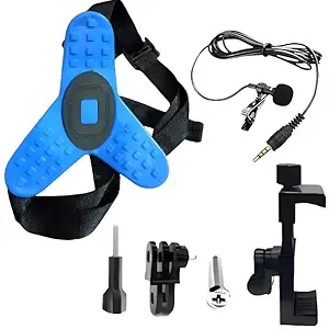 Autozap Full Face Helmet Chin Mount Holder Motorcycle Helmet Chin Strap Mount with 3.5mm Jack Collar Mic for Audio Recording