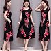 Lutos Women Elegant O-Neck Short Sleeve Long Dress Casual Flower Printed Slim A-Line Dressthumb 1