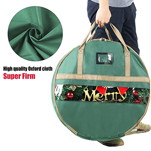 ONWAY Christmas Wreath Storage Bag With Clean Window And Transparent Card Slot for Labeling