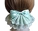 Korean Style Elegent Lace Bow Bowknot Pearl Mesh Elastic Snood Net Hairnets Barrette Hair Clip Accessories Decor Bun Cover Pink , Two ways to wear