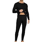 KUYIGO Mens Thermal Underwear Set Winter Warm Base Layer Top Bottom Fleece Lined Long Sleeve Shirt Pants for Cold Weather