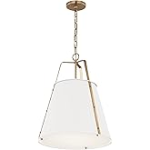 Kichler Etcher 2-Light Pendant, Updated Traditional Light with Etched Painted White Glass Diffuser in White and Champagne Bro